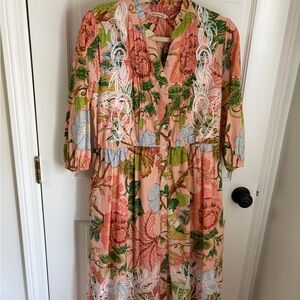 Soft Surroundings Multicolor Floral Midi Dress